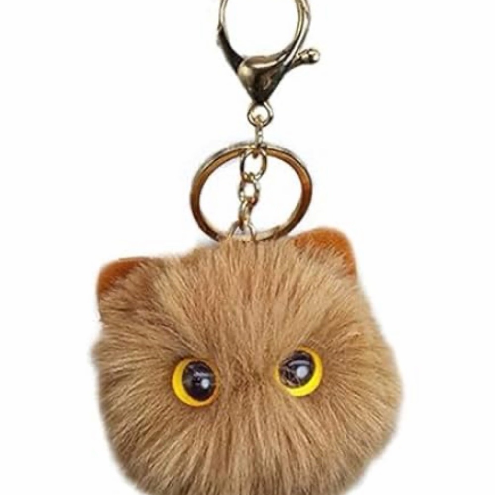 Cute Plush Cat Pom Pom Keychain Charm